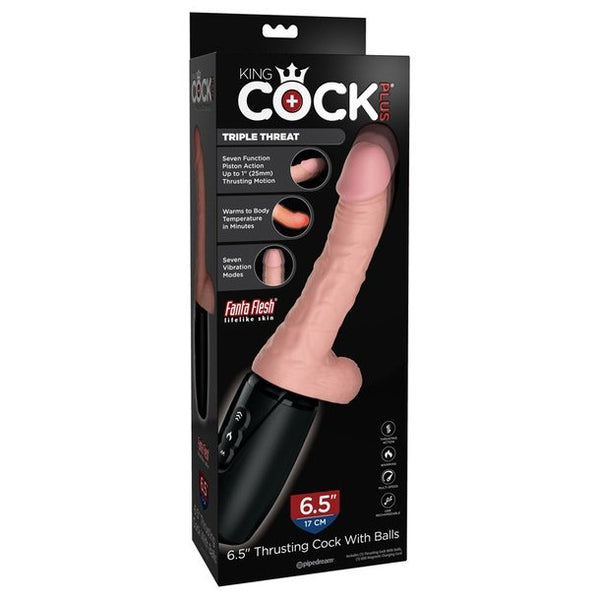 King Cock Plus - Triple Threat 6.5 Inch Thrusting Dildo