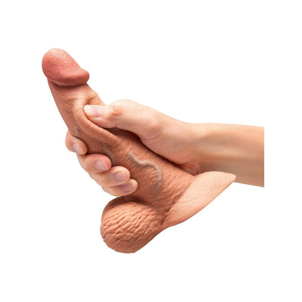 B-Vibe Slipskin Realistic Silicone Dildo 6.5 in Curved - Colour: Mocha