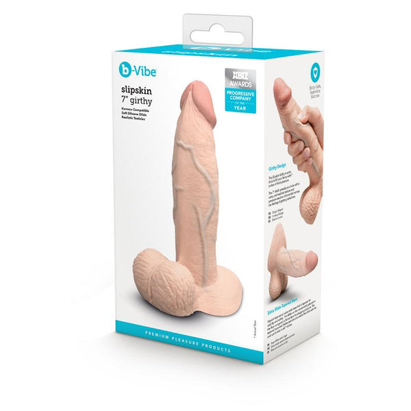 B-Vibe Slipskin Realistic Silicone Dildo 7 in. Girthy