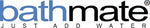 The logo for bathmate, featuring the brand name in blue and black text with the tagline 'JUST ADD WATER' underneath on a white background.