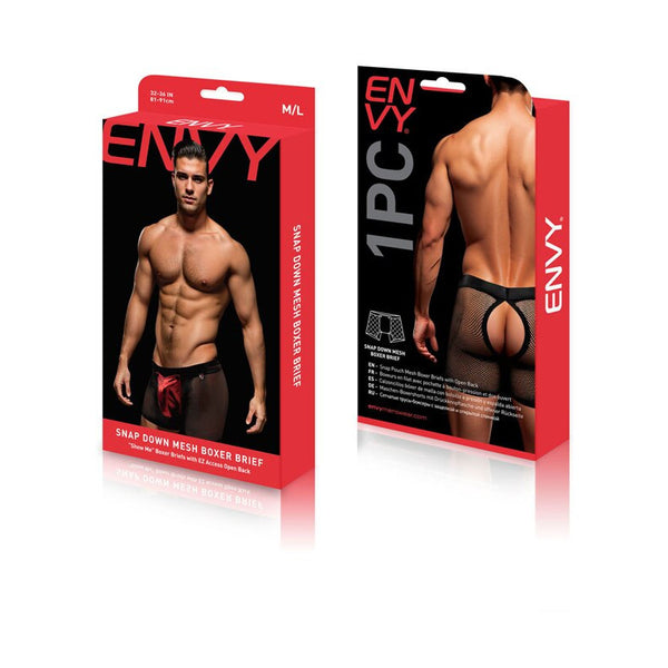 Baci Envy Snap Down Mesh Boxer Brief - Colour: Black/Red | Size: M/L