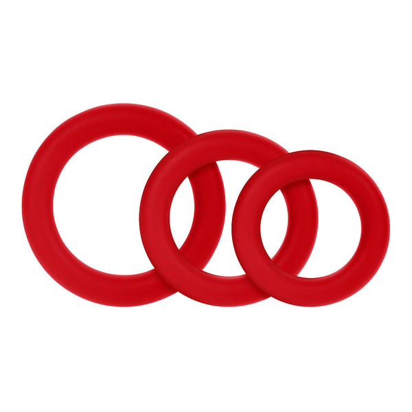 Forto 3 Piece C-Ring Set 100% Silicone (1.2", 1.8", 1.57") - Colour: Red