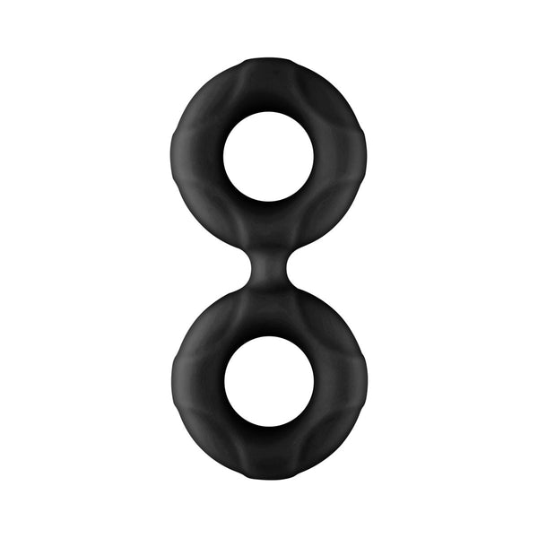 Forto Double Ring Liquid Silicone Cock Ring 44mm - Colour: BLACK