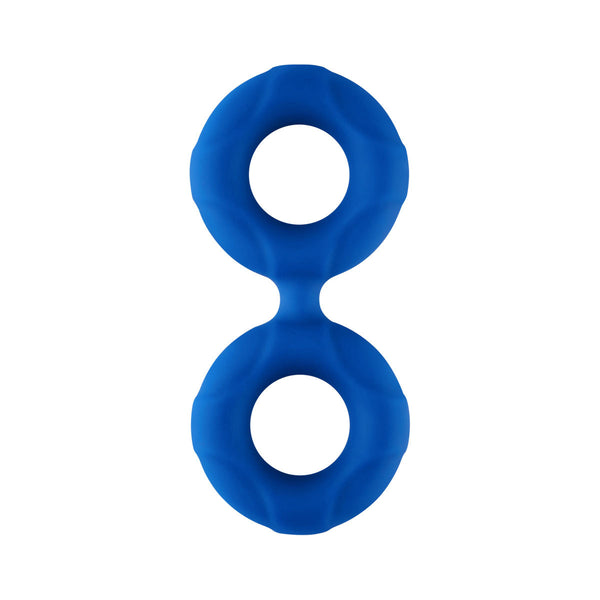 Forto Double Ring Liquid Silicone Cock Ring 44mm - Colour: BLUE