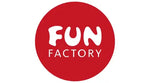 A red circular logo with the words 'FUN FACTORY' in white on a plain white background.