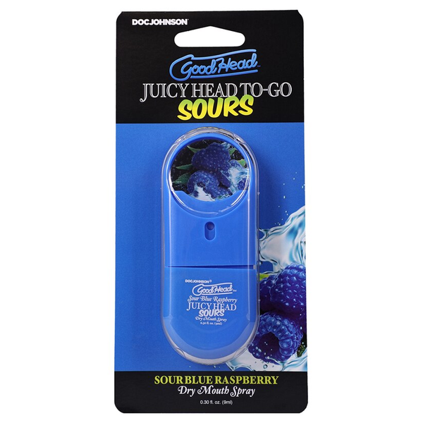 Doc Johnson GoodHead Juicy Head Dry Mouth Spray To-Go Sour Blue Raspberry 0.30 fl oz
