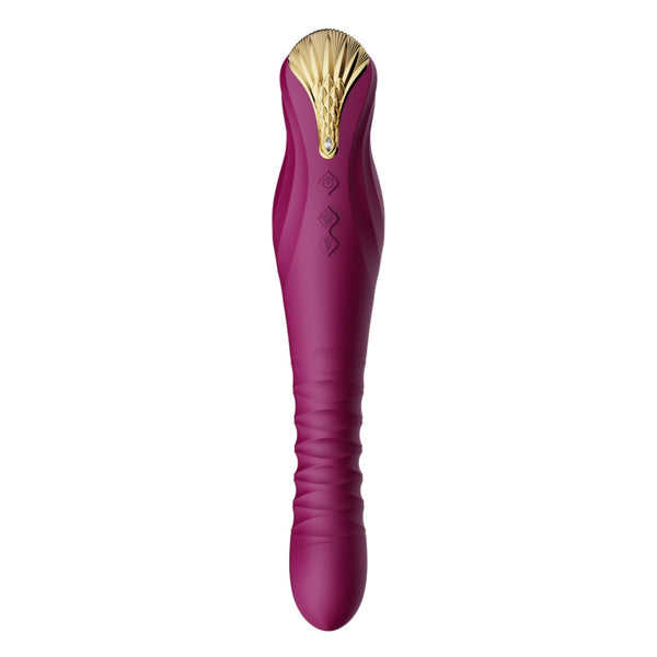Zalo King PowerThrust Technology Bluetooth Vibrator with Swarovski Crystal 30.2cm - Colour: Velvet Purple