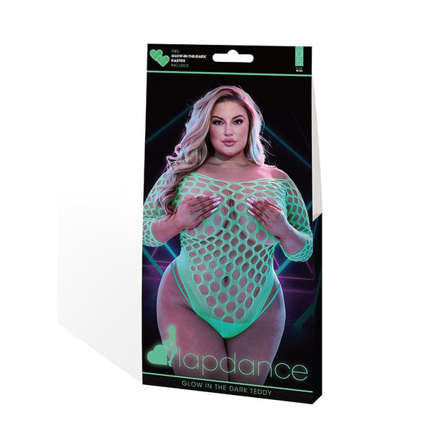 Lapdance Glow In The Dark Fishnet Teddy Plus Size