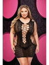 Lapdance Lingerie Lace and Fishnet Halter Dress - Queen
