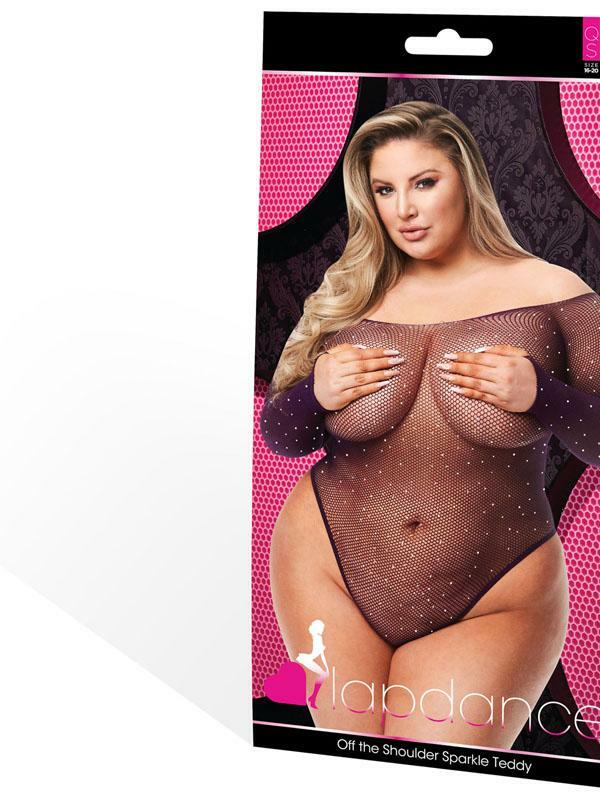 Lapdance Lingerie Off The Shoulder Sparkle Teddy - Queen