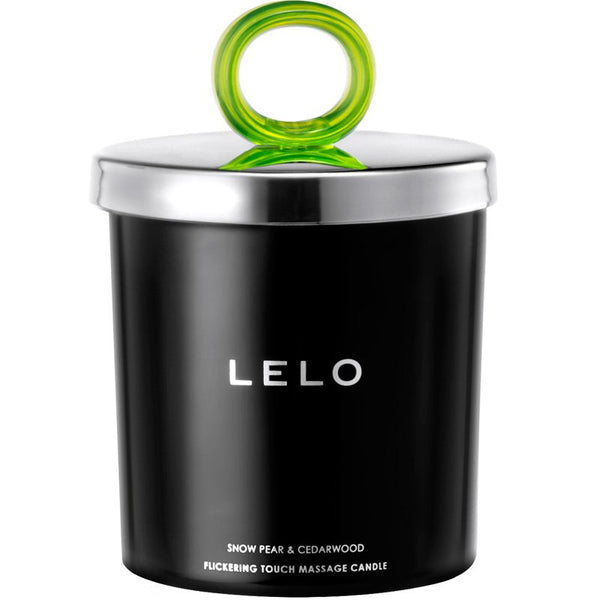 LELO Flickering Massage Candle - Snow Pear & Cedarwood Massage Lotion - Black
