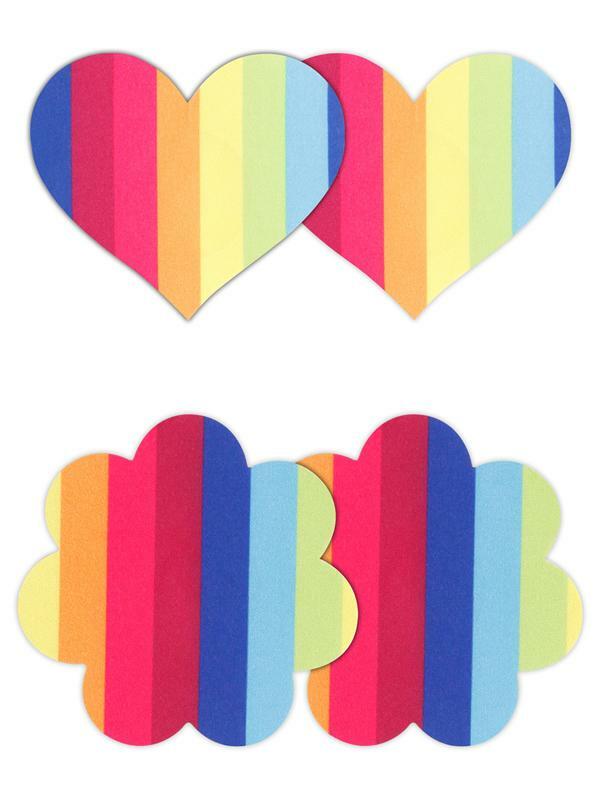NS Novelties Pretty Pasties Pride Heart and Flower Rainbow 2 Pair