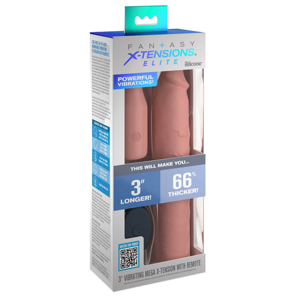 Pipedream Fantasy X-Tensions Elite 9 in. Sleeve Vibrating 3 in. Plug with Remote