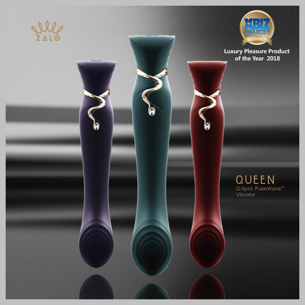 Zalo Queen Set - G-Spot Pulse Wave Vibrator With Suction Sleeve - Colour: Twilight Purple