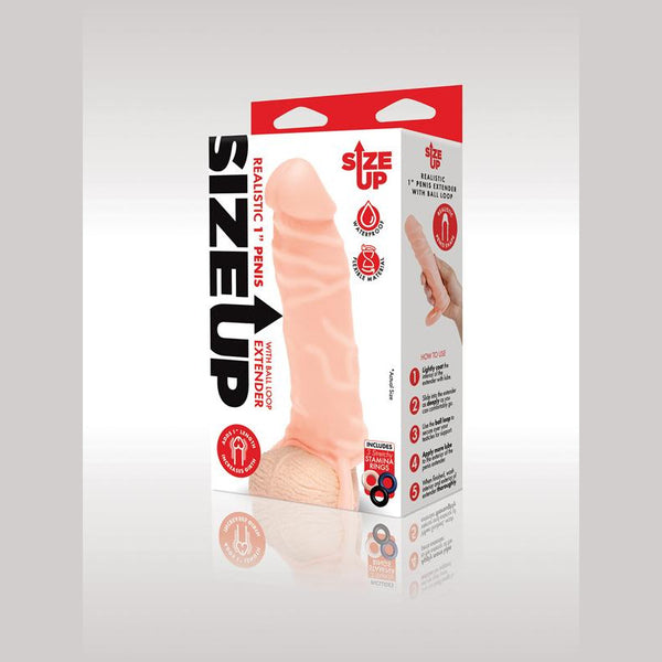Xgen Products Size Up 1 in. Silicone Realistic Penis Extender With Ball Loop