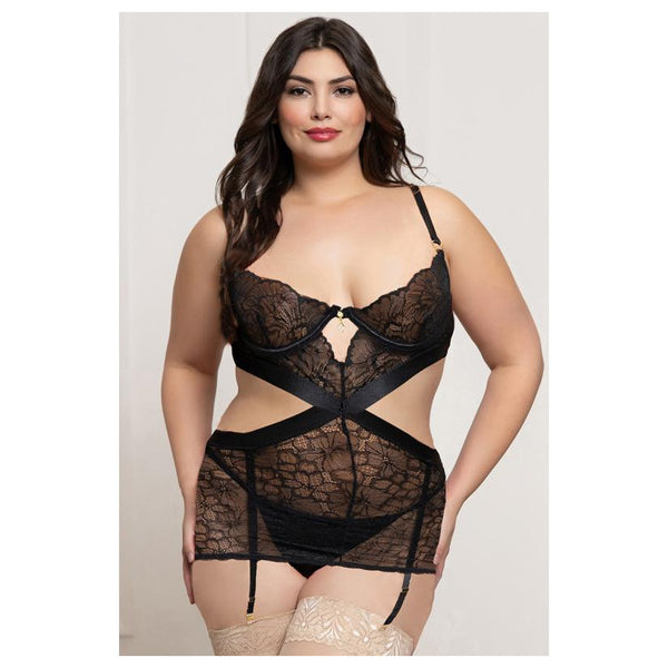 Seven Til Midnight Two Piece Lace and Satin Chemise Set STM-11829XP Plus Size