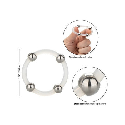 Cal Exotics - Steel Beaded Silicone Cock Ring Large