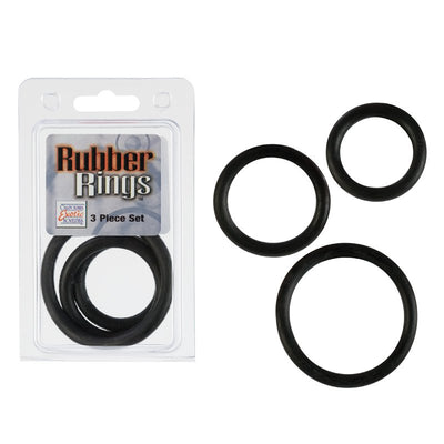 California Exotic Black Rubber Cock Ring 3 Piece Set