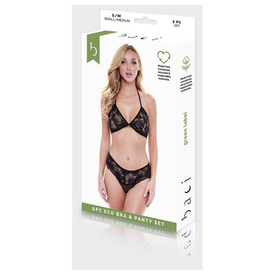 Baci 2Pc Eco Bra and Panty Set - Colour: Black | Size: S/M