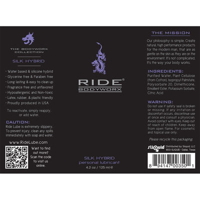 Sliquid Ride - Bodyworx Waterbased Lubricant - Silk 125ml