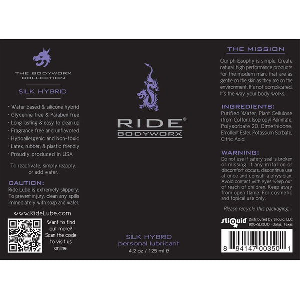 Sliquid Ride - Bodyworx Waterbased Lubricant - Silk 125ml