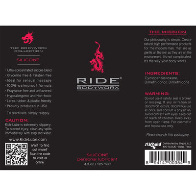 Sliquid Ride - Bodyworx - Silicone Lubricant 125ml