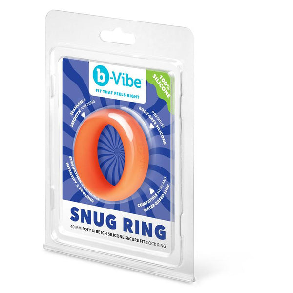 B-Vibe Snug Ring 40 mm Snug Fit Silicone Cock Ring - Colour: Orange