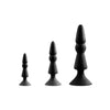 Excellent Power Back Up 3 in 1 Tiered Butt Plug Kit - Colour: Black