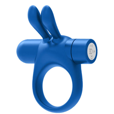 Forto Bunny Vibrating Cockring - Colour: Blue