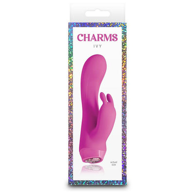 NS Novelties Charms Ivy Compact Silicone Vibrator With LED Hearts - Colour: Magenta