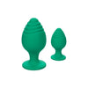 CalExotics Cheeky Textured Anal Plug Set with Flanged Base and Suction Cup - Colour: Green