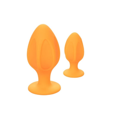 CalExotics Cheeky Textured Anal Plug Set with Flanged Base and Suction Cup