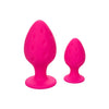 CalExotics Cheeky Textured Anal Plug Set with Flanged Base and Suction Cup - Colour: Pink