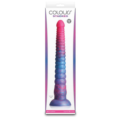 NS Novelties Colours Stacked 12in Dildo - Colour: Pink/Blue