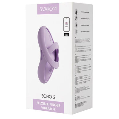 Svakom Echo 2 Flexible Vibrator with Removable Finger Sleeve and Heating - Colour: Pink Lilac