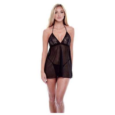 Baci Eco Lace And Mesh Chemise - Colour: Black | Size: S/M