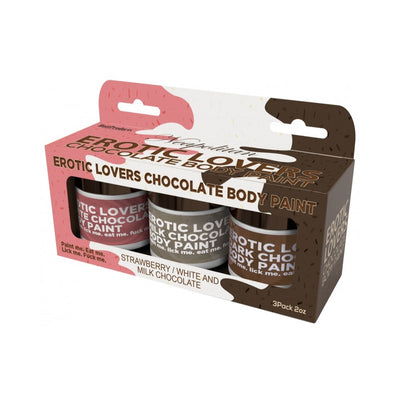 Hott Products Erotic Chocolate Body Paints White Milk Chocolate Strawberry 3 Pack