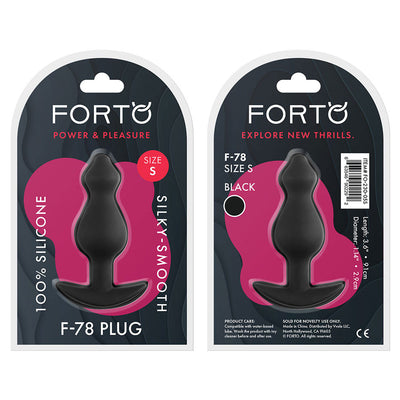 Forto Pointee 100% Silicone Plug - Colour: BLACK | Size: S