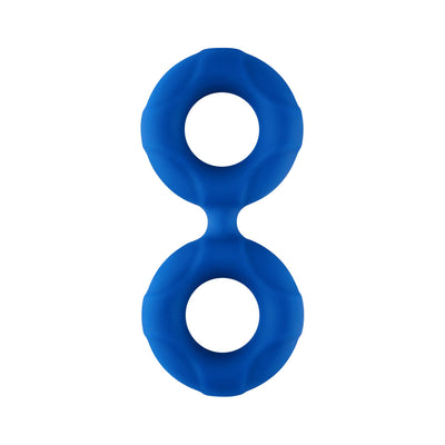 Forto Double Ring Liquid Silicone Cock Ring 44mm - Colour: BLUE