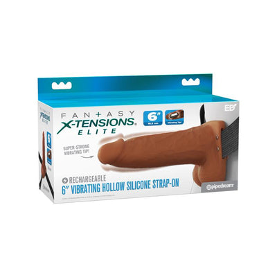 Pipedream Fantasy X-Tensions Elite 6 in. Vibrating Hollow Silicone Strap-On