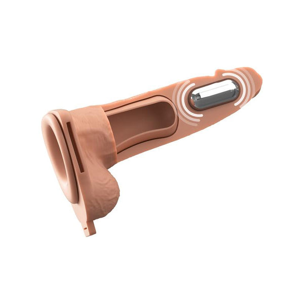 Pipedream Fantasy X-Tensions Elite 6 in. Vibrating Hollow Silicone Strap-On - Colour: Light