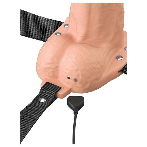 Pipedream Fantasy X-Tensions Elite 6 in. Vibrating Hollow Silicone Strap-On - Colour: Light
