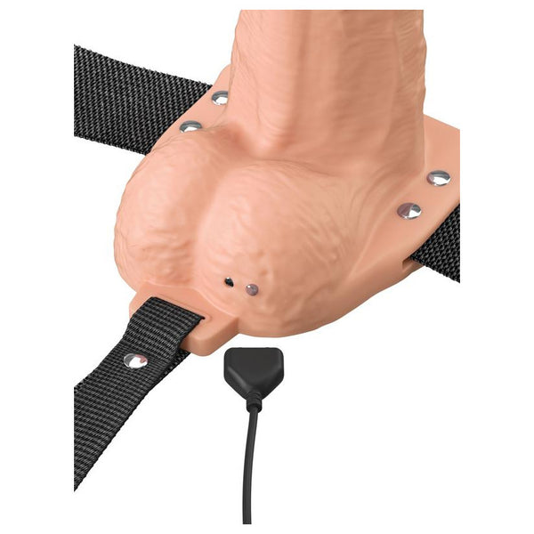 Pipedream Fantasy X-Tensions Elite 8 in. Vibrating Hollow Silicone Strap-On - Colour: Light