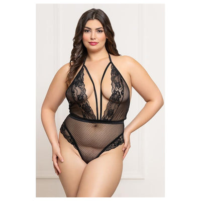 Seven Til Midnight Fence Mesh and Lace Teddy STM-11826P Plus Size - Colour: Black | Size: OSX