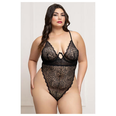 Seven Til Midnight STM-11825XP Floral Lace Teddy Plus Size