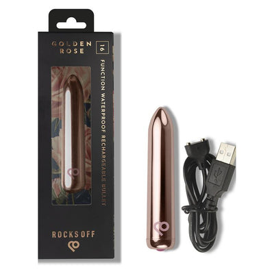Rocks Off Golden Rose 16 Function Waterproof Rechargeable Bullet