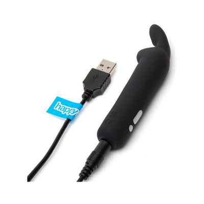 Happy Rabbit Rechargeable Silicone Rabbit Ears Bullet Vibrator - Colour: Black