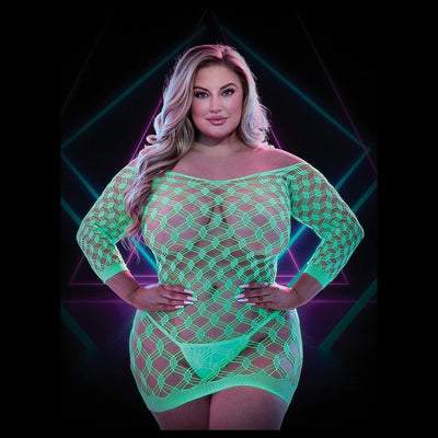 Lapdance Lingerie Lapdance Glow In The Dark Mini Dress - Queen - Size: Queen