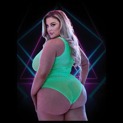Lapdance Lingerie Lapdance Glow In The Dark High-Cut Teddy - Queen - Size: X
