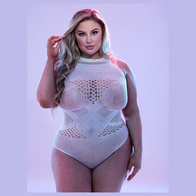 Lapdance Lingerie Lapdance Glow In The Dark High-Cut Teddy - Queen - Size: X